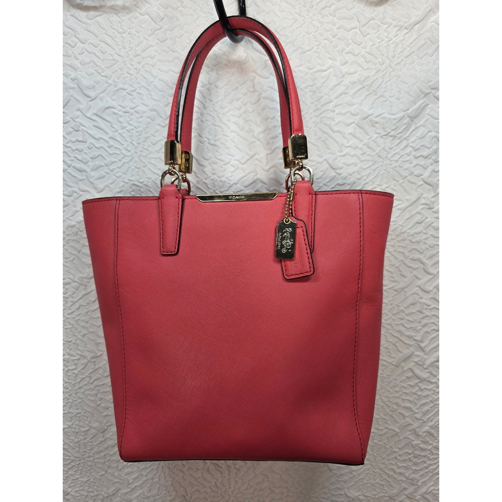 Coach Madison Saffiano Leather Mini Tote Bag Womens Coral Pink MissingStrap